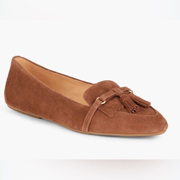 Talbots Francesca Women's Driving Loafers Brown Suede Tasseled Preppy Size 6 - Picture 1 of 11